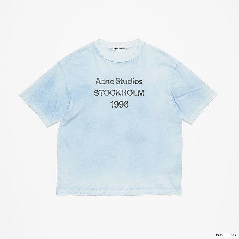 Acne Studios 2090-80 Light Blue Style Ac908046 Stockholm Logo T-Shirt Gift Ready
