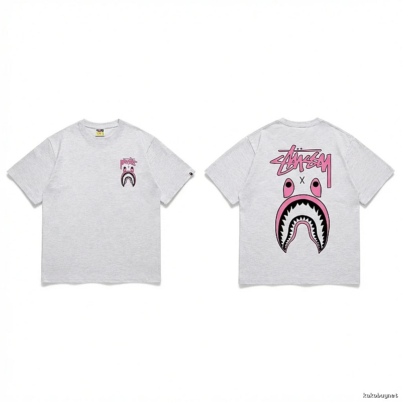 Bape Shark Co-branded Light Grey T-shirt