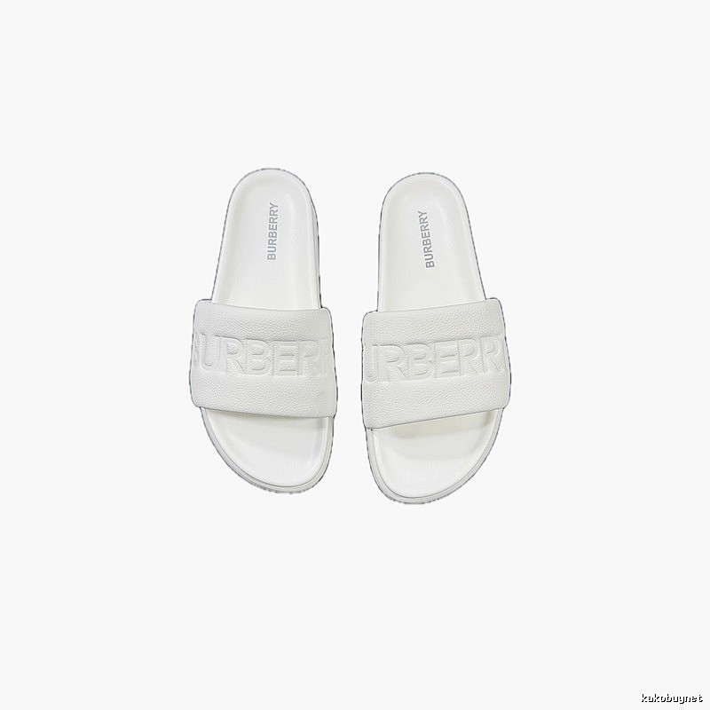 Burberry Embossed Minimalist Style White Slides