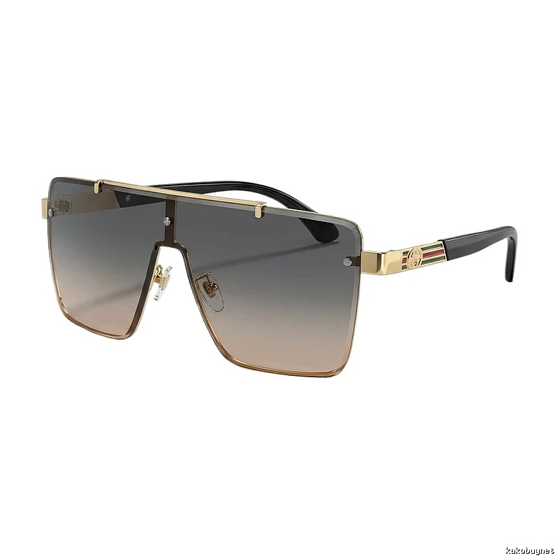 Gucci square - shaped fashionable gold sunglasses