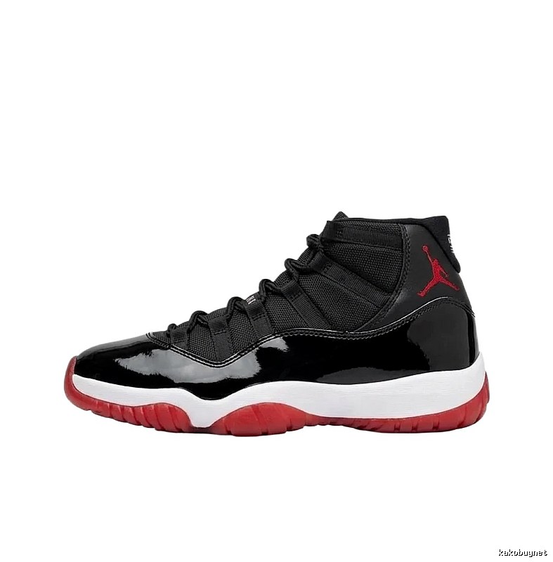 Jordan 11 High-Top Black and Red Athletic Shoes