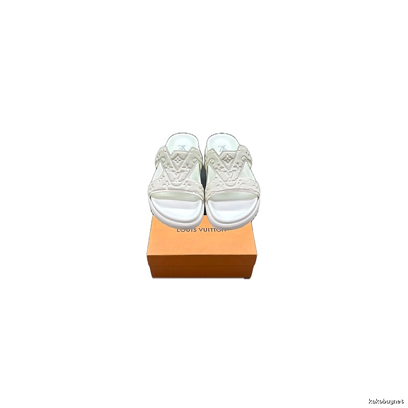 Louis Vuitton Embossed Monogram Casual Style White Slippers