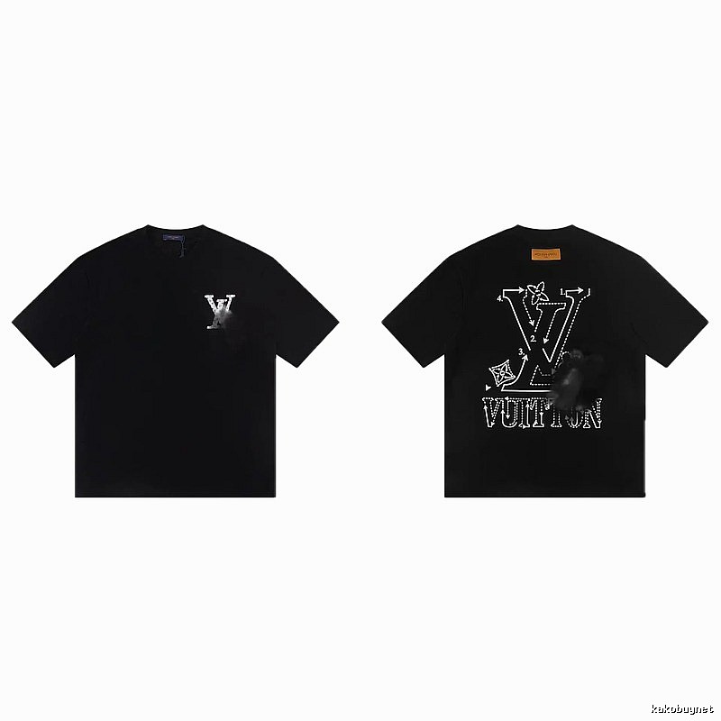 Louis Vuitton Printed Cool Style Black Short-sleeve T-shirt