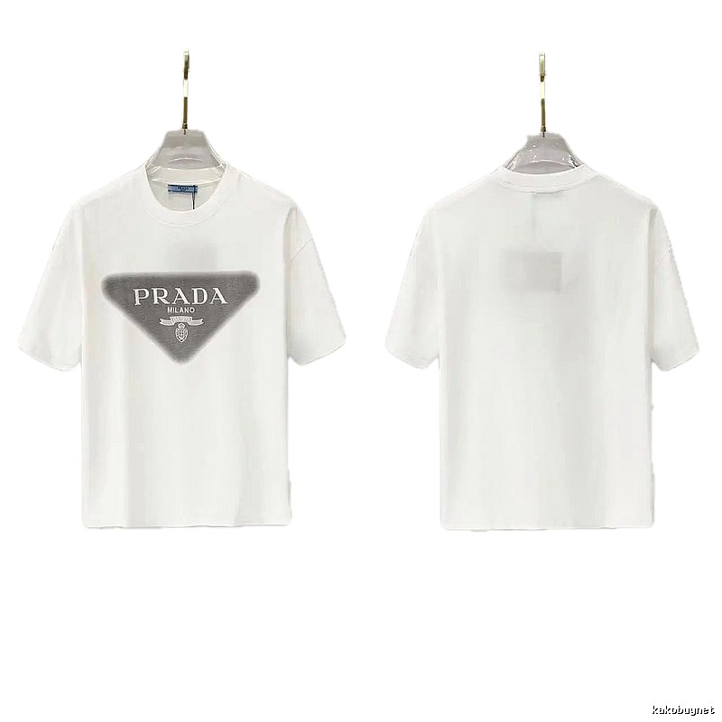 Prada Triangle Logo Minimalist Style White T-Shirt