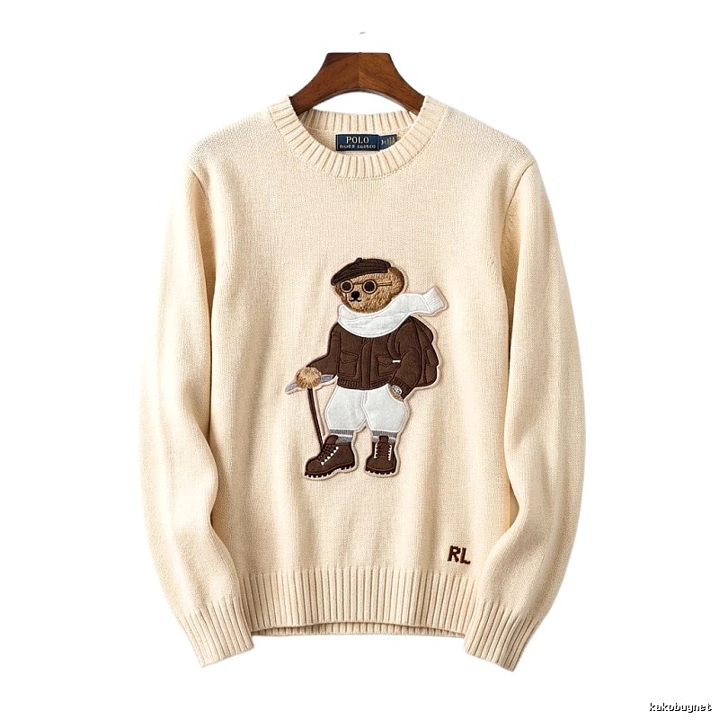 Ralph Lauren Bear Retro Style Beige Sweater