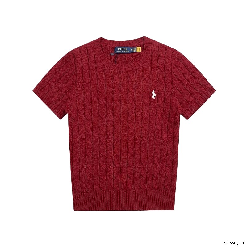 Ralph Lauren Polo Series Retro Style Burgundy Knitted Sweater