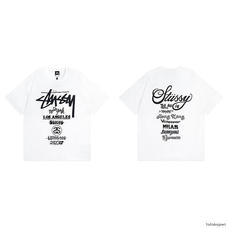 Stussy White Spider Graphic T-Shirt Travel Pack Logo