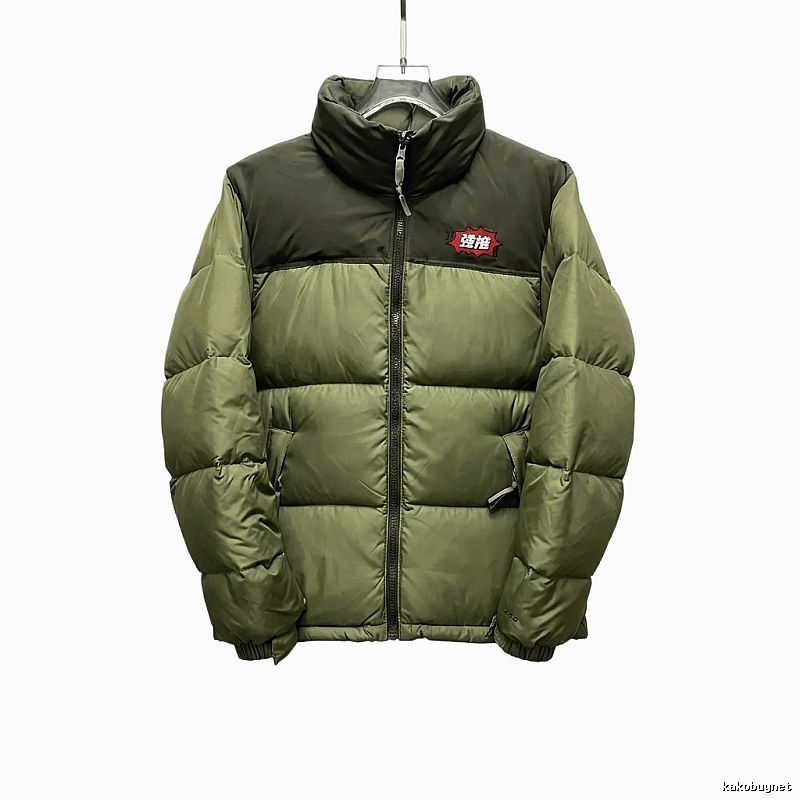 The North Face double - color green down jacket