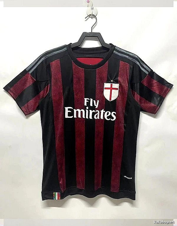 AC Milan Daily Retro soccer jersey Red Black Striped with Visual Detail