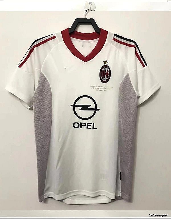 AC Milan Logo Detail Retro soccer jersey Red Black Striped with Relaxed Feel