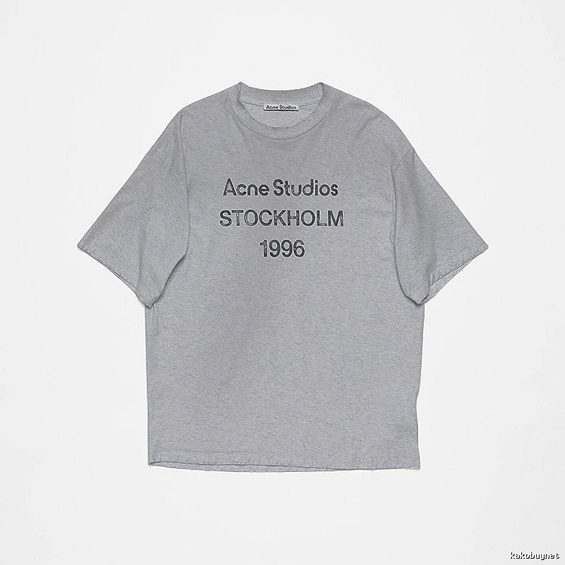 Acne Studios 2090-80 Gray Style Ac908026 Stockholm Logo T-Shirt Streetwear Look