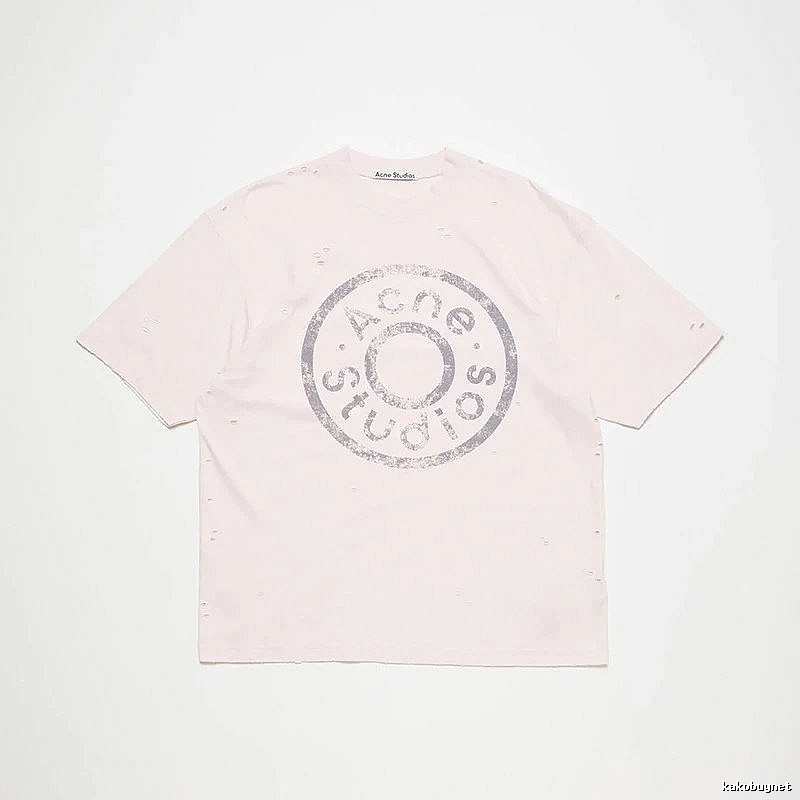 Acne Studios 2090-80 Pink Multicolor Pink Style Ac908041 Stockholm Logo T-Shirt Commuter Look
