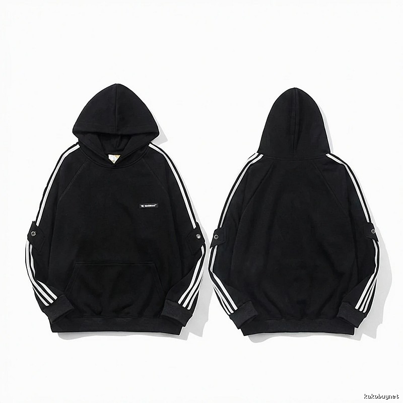 Adidas three - stripe trendy and cool black sweatshirt