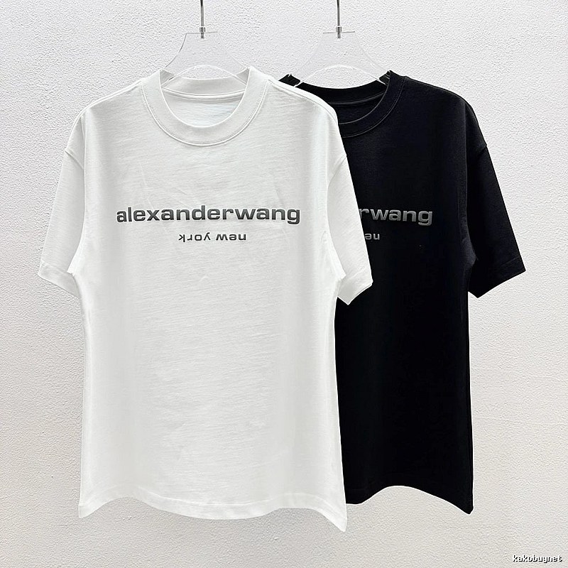 Alexander Wang Letter Print Casual Black and White Short Sleeve T-Shirt