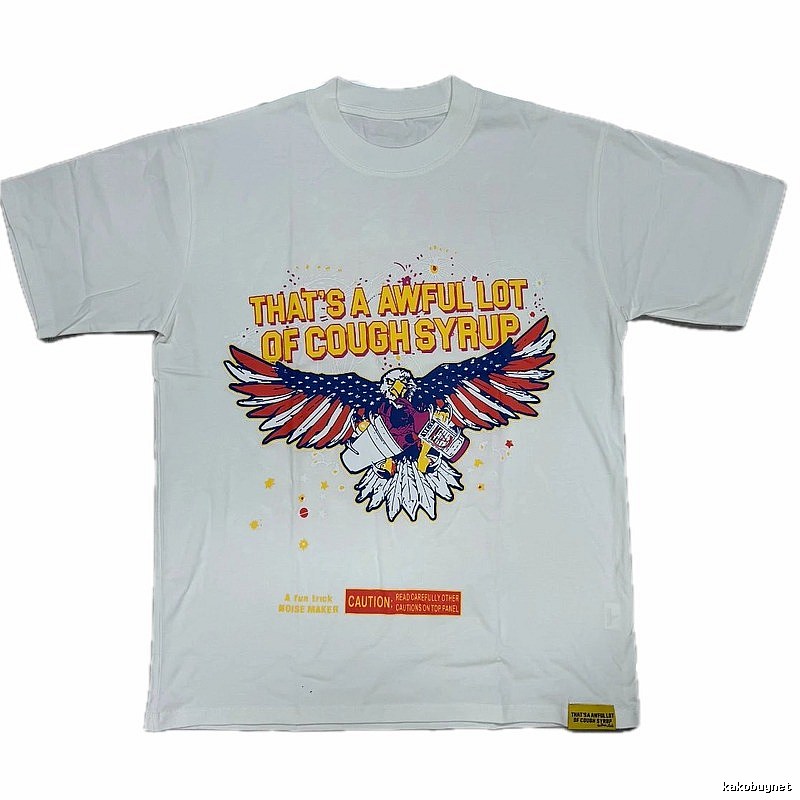 ALOCS Flying Eagle Print American Vintage White T-shirt