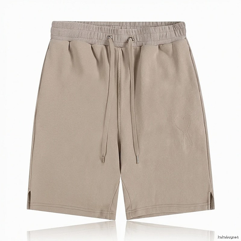AMI Embroidered Trendy Brand Khaki Shorts