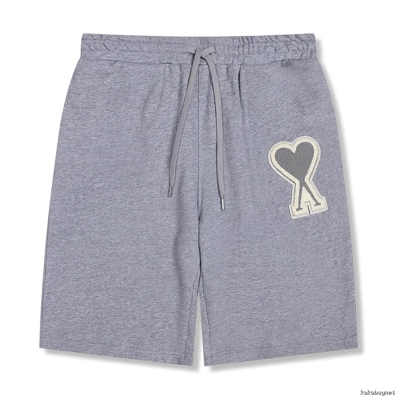 AMI Love Heart Pattern Light Gray Shorts