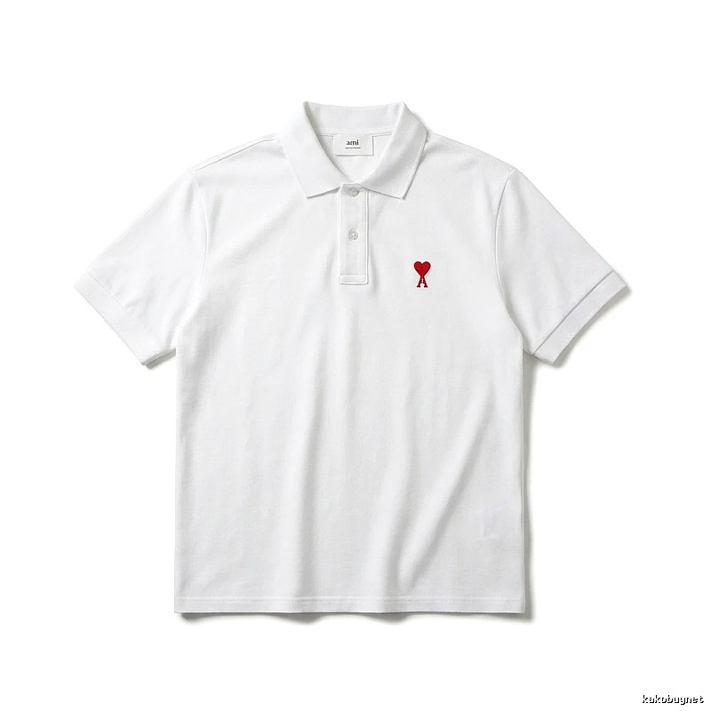 AMI Love Simple White Polo Shirt