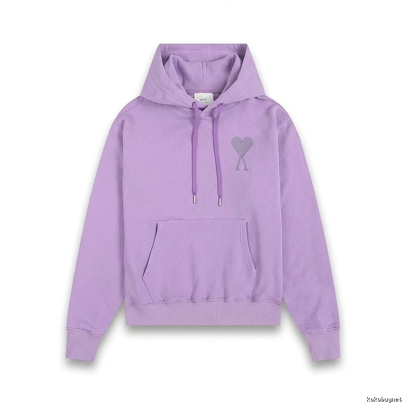 AMI series minimalist style purple hoodie