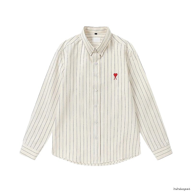 AMI Stripe Minimalist Style White Shirt