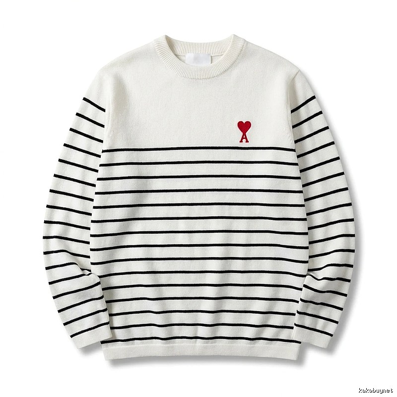AMI striped minimalist style white sweater