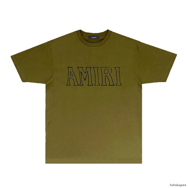 AMIRI Basic Style Minimalist Olive Green T-shirt