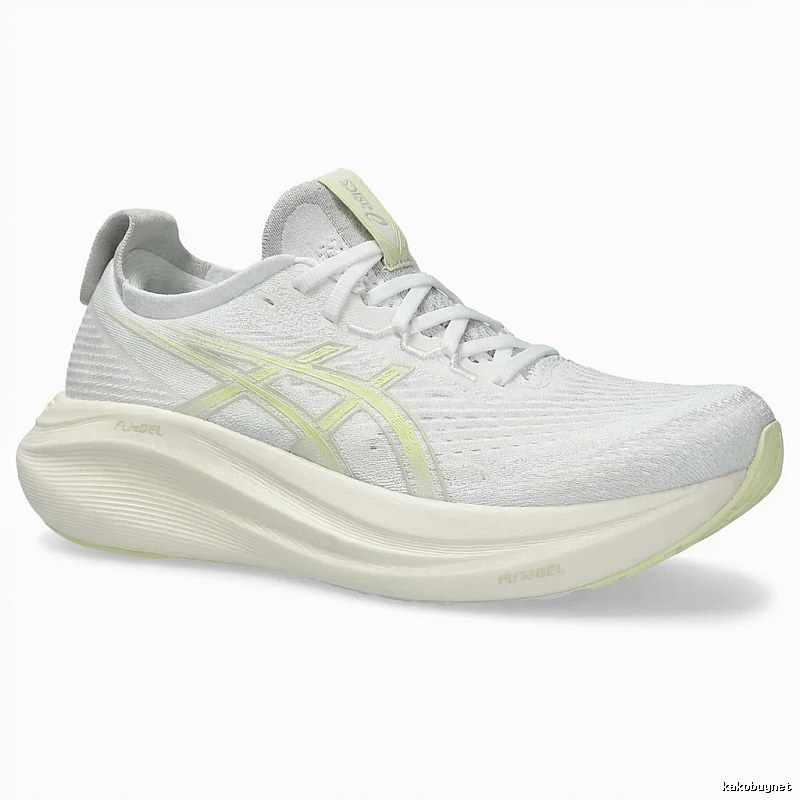 ASICS Racing Style White and Green Running Shoes