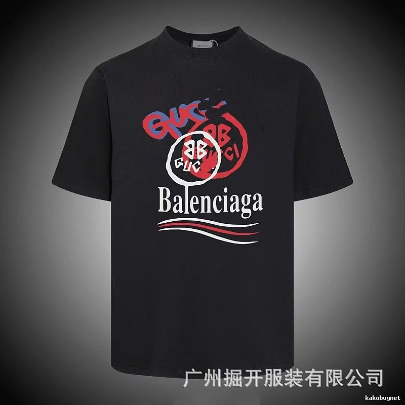Balenciaga Co-branded Graffiti-style Black T-shirt