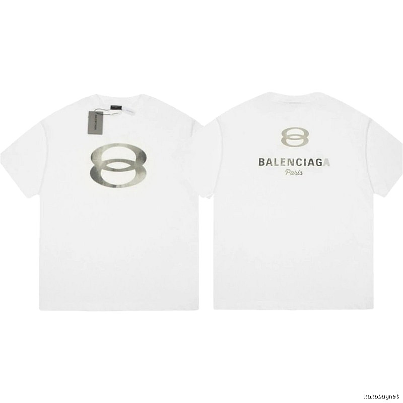 Balenciaga Double 8 Print Street Style White T-Shirt