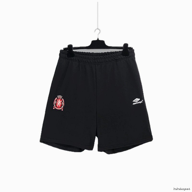 Balenciaga emblem-style black shorts