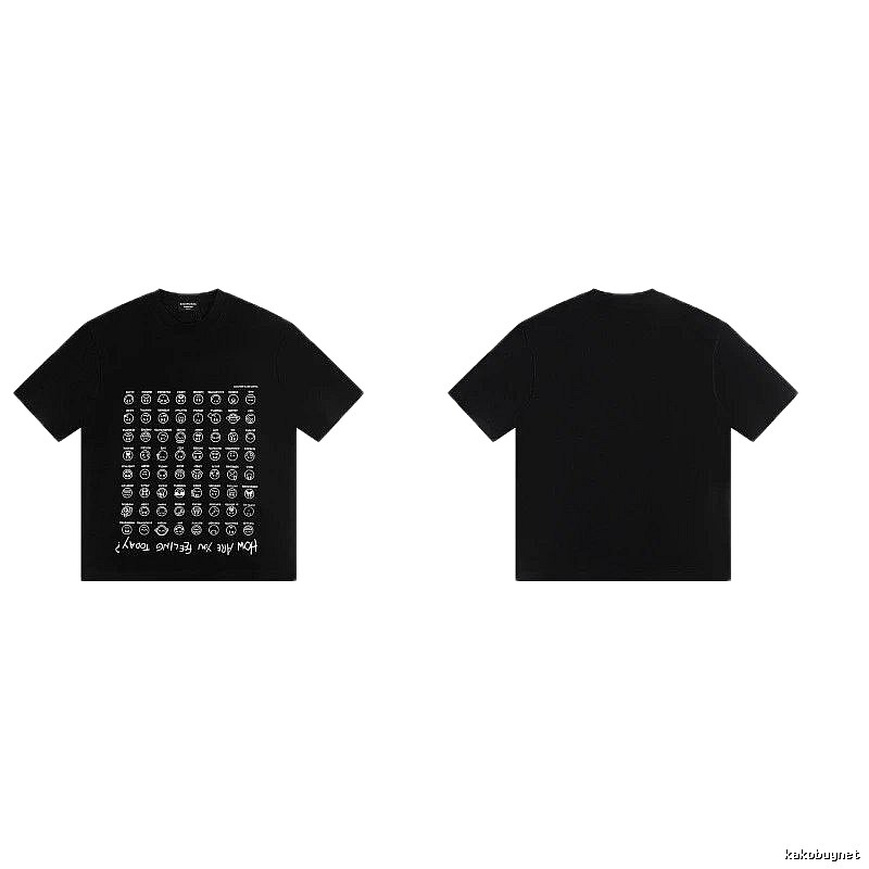 Balenciaga Emoji Printed Street Style Black T-Shirt