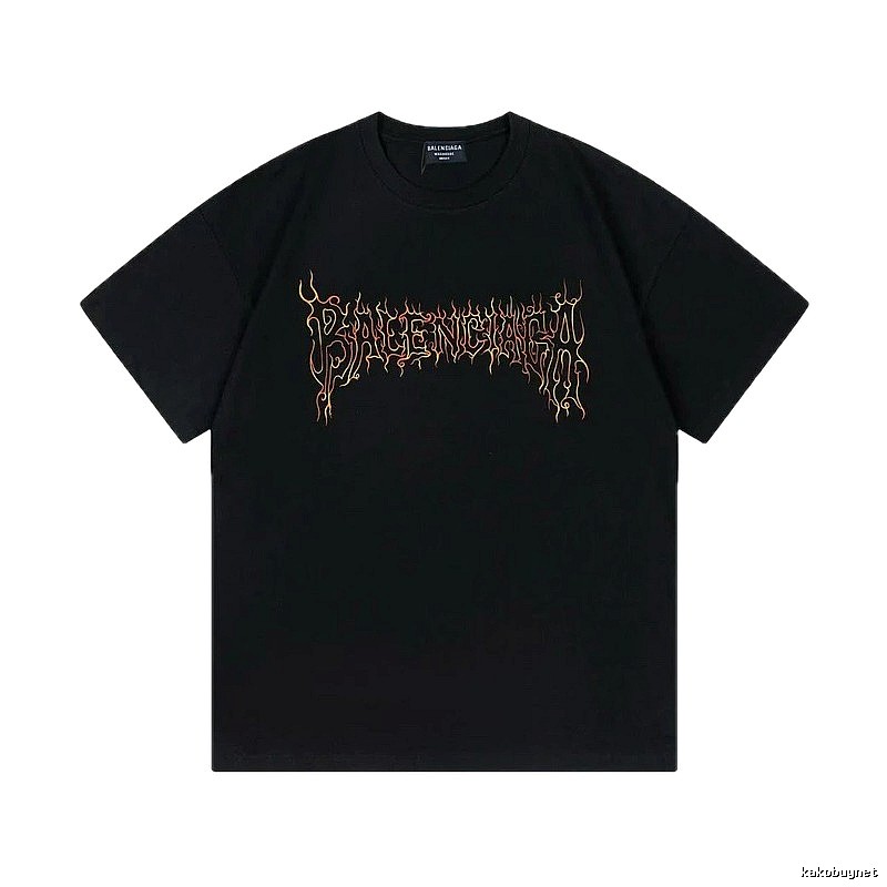 Balenciaga Flame Gothic Style Black T-shirt
