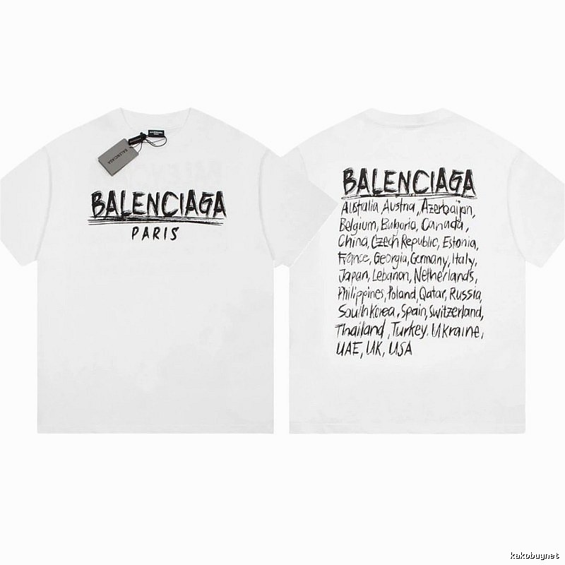Balenciaga Graffiti Street Style White Short Sleeve T-Shirt