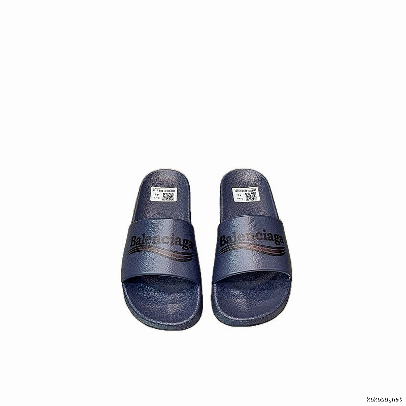 Balenciaga Letter Print Casual Style Navy Blue Slides