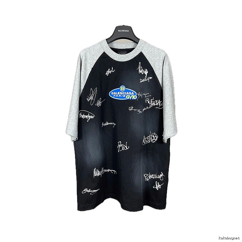 Balenciaga Signature Style Black and Grey T-shirt