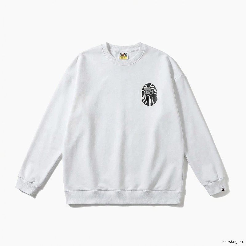 Bape Ape Head Minimalist Style White Sweatshirt