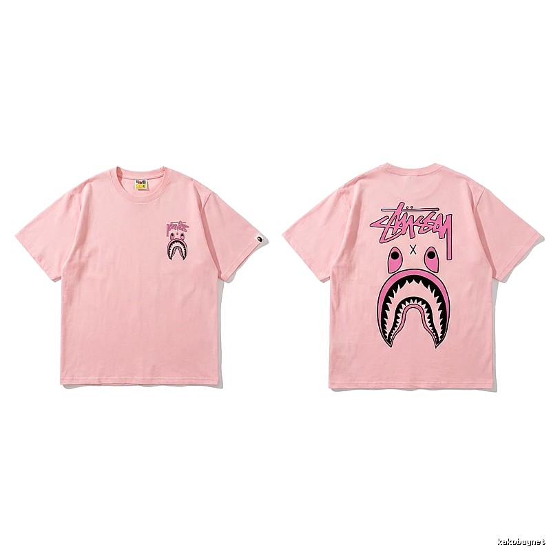 Bape Shark Pink Streetwear Short-sleeve Shirt