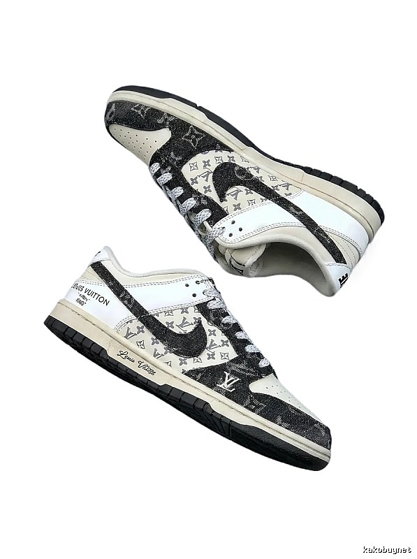 Black and White Trendy Shoes of Nike LV Co-branded Style