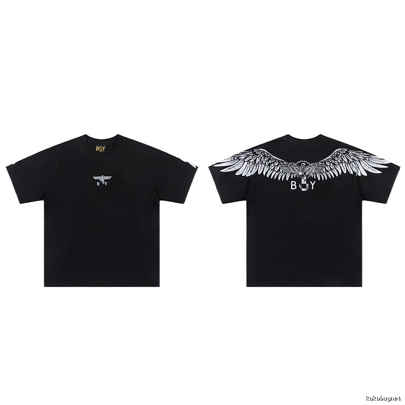 BOY Wing Print Street Style Black Short-sleeve T-shirt