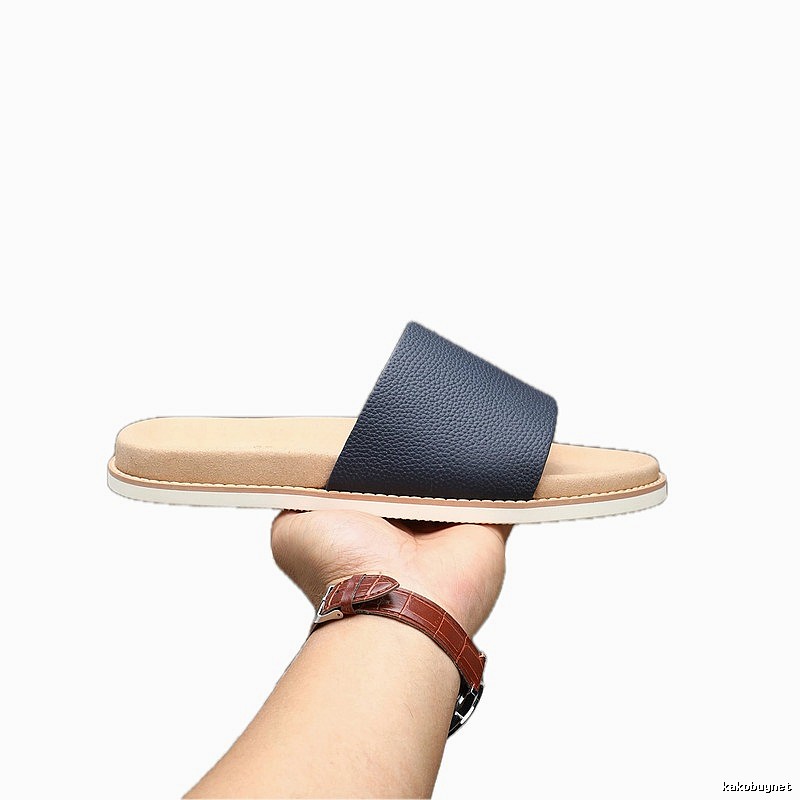 Brunello Cucinelli Minimalist Casual Navy Blue Slide Sandals