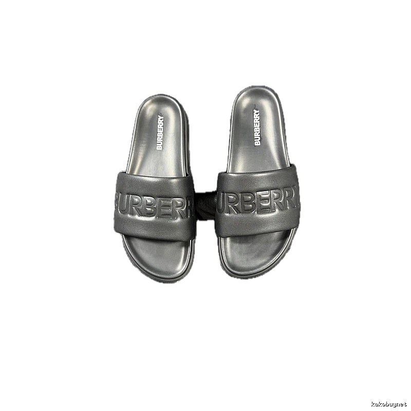 Burberry Embossed Minimalist Style Black Slide Sandals