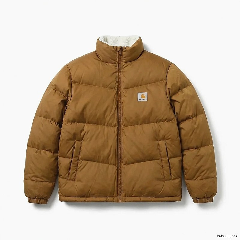 Carhartt workwear style khaki cotton-padded jacket