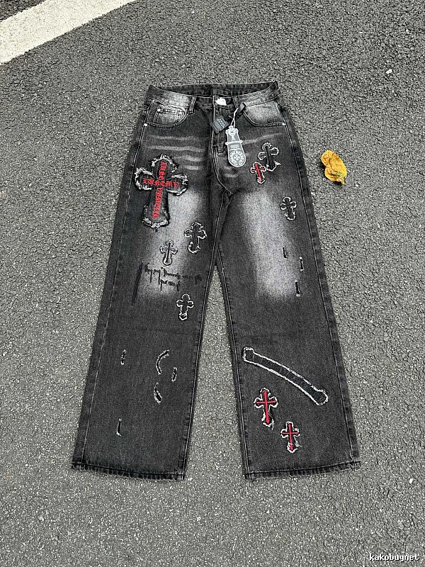 Chrome Hearts Black Wash Weekend Cross Graphic Jeans