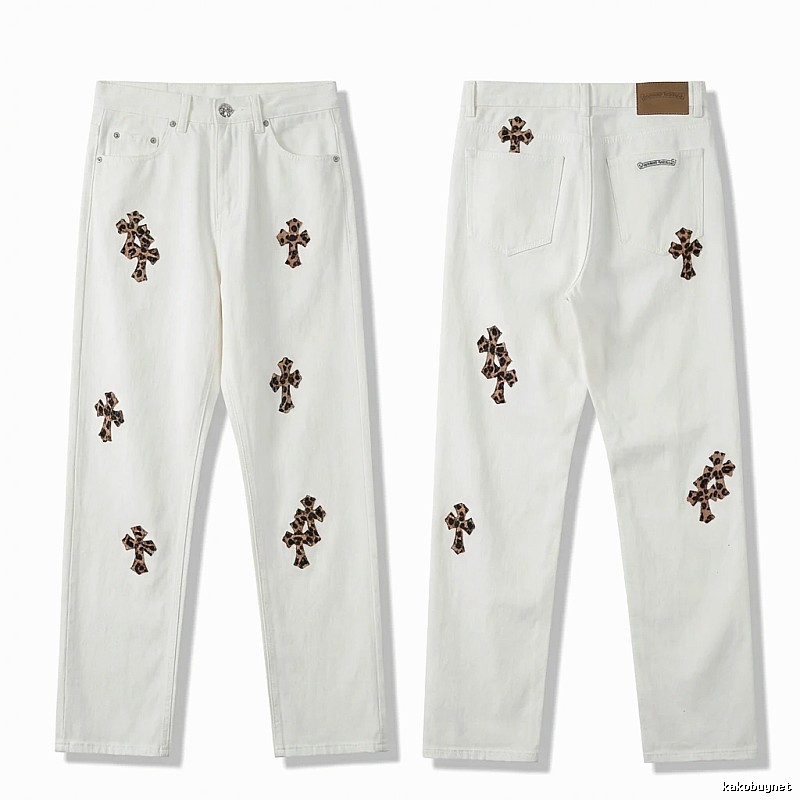 Chrome Hearts Cross Trendy Cool White Jeans