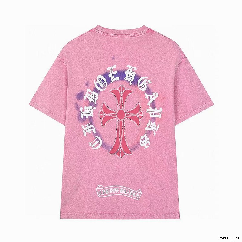 Chrome Hearts Cross Vintage Style Pink T-Shirt