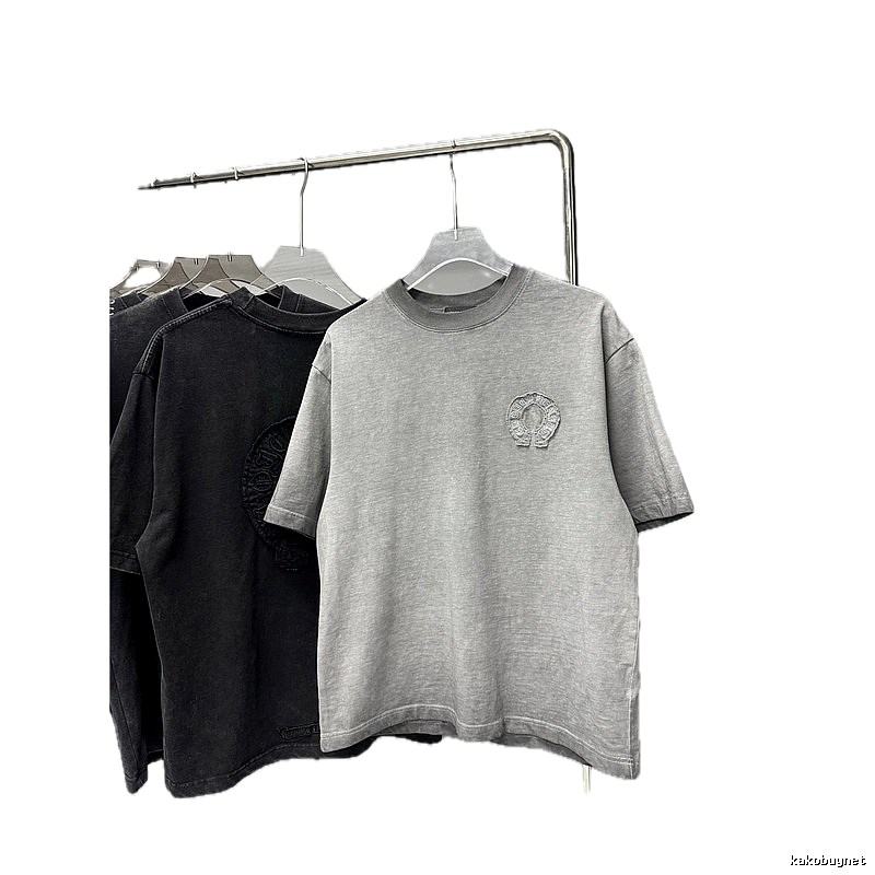 Chrome Hearts Horseshoe Logo Trendy & Cool Grey Short-sleeve T-shirt