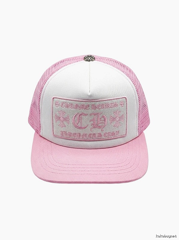 Chrome Hearts Pink and White Patchwork Trendy Hat