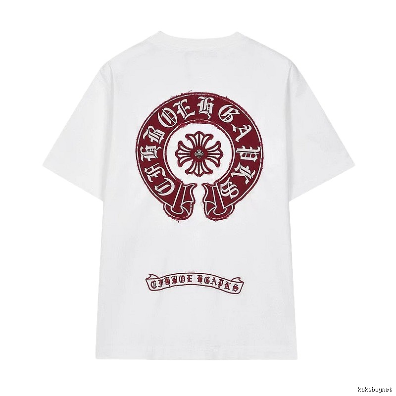 Chrome Hearts Vintage Style White T-shirt with Horseshoe Embroidery