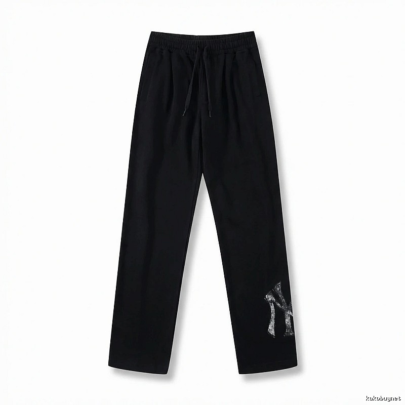 Classic trendy brand black trousers of MLB