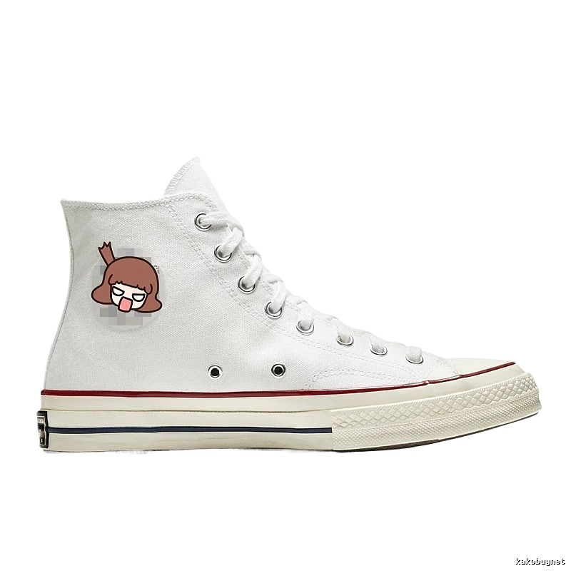 Converse high-top cartoon-style white shoes
